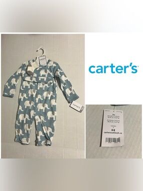 🆕CARTER’S - 3M - NWT - INFANT BOYS 3PC BLUE ELEPHANT SET